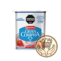 yogur descremado cremoso gran compra sabor frutilla pote 120grs
