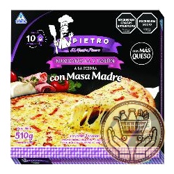 pizza congelada pietro mozzarella y jamón a la piedra 510grs