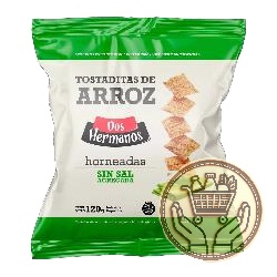 tostaditas de arroz dos hermanos sin sal agregada 120grs
