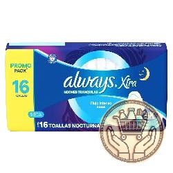 toallitas femeninas always nocturna seca con alas 16uni