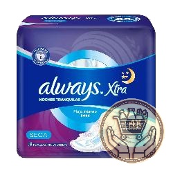 toallitas femeninas always xtra nocturna seca con alas 8uni