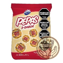 galletitas dulces pepas primer precio 3-sabor 300grs