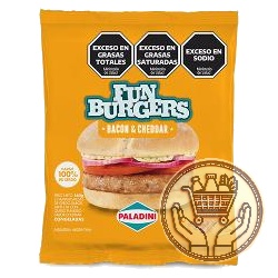 hamburguesas de cerdo paladini fun burgers bacon & cheddar x2 160grs