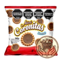 galletitas dulces fachitas mini coronitas sabor chocolate 140grs
