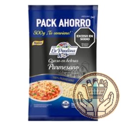 queso en hebras la paulina 100% parmesano sin lactosa 500grs