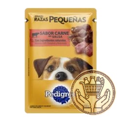 alimento para perros pedigree sabor carne en salsa razas pequeñas 100grs