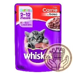alimento para gatos whiskas 2-12 meses gatitos carne 85grs