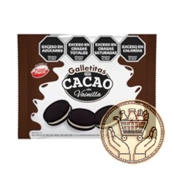 galletitas dulces rellenas con cacao sabor vainilla 357grs