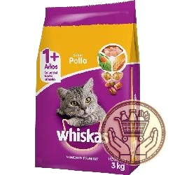 alimento para gatos whiskas adulto 1+ pollo y leche 3kgs