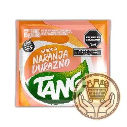 polvo para preparar bebida tang sabor naranja durazno 15grs