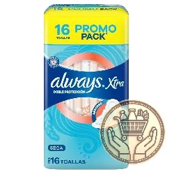 toallitas femeninas always xtra doble protección seca 16uni